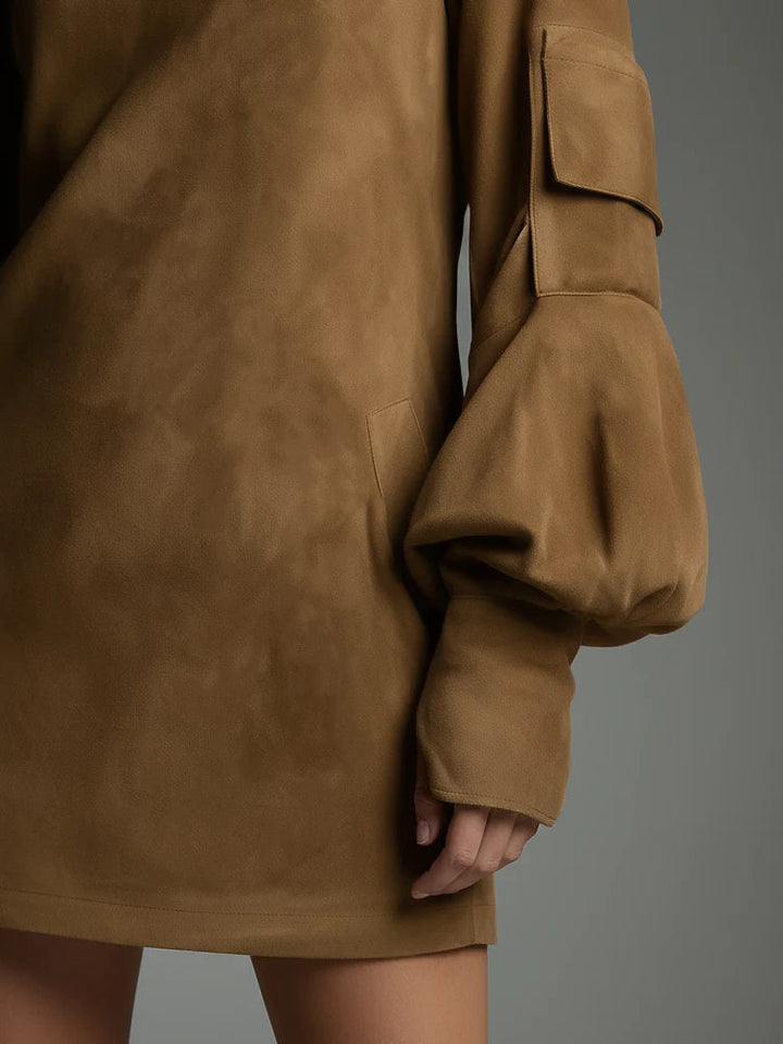 Сара | Мини рокля от велур с висока яка