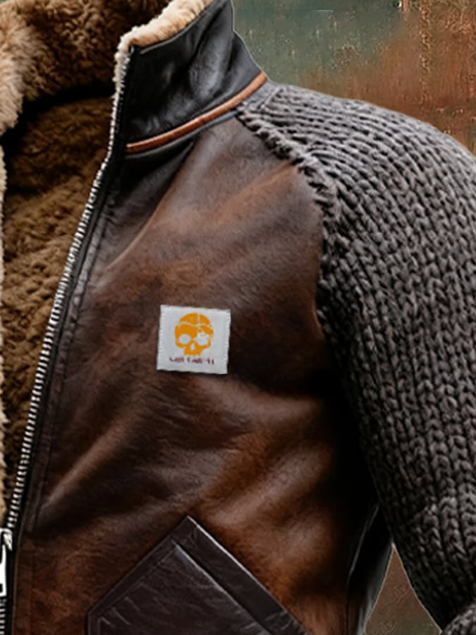 JACEK™ | КОЖЕН И МРЕЖЕСТ КУРТКА С ТОПЛА ПОДПЛАТКА SHERPA