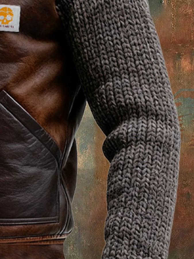 JACEK™ | КОЖЕН И МРЕЖЕСТ КУРТКА С ТОПЛА ПОДПЛАТКА SHERPA